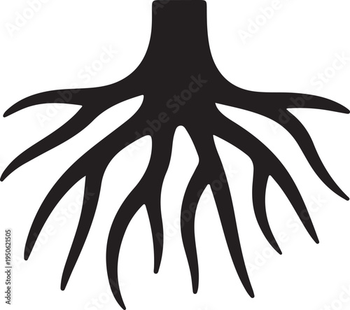 A detailed illustration of a tree root system spreading underground