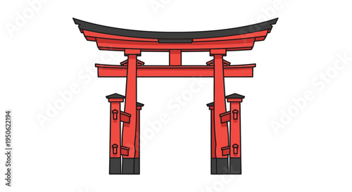 Traditional Japanese Torii Gate - Red and Black Architectural Landmark