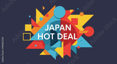 Japan Hot Deal Abstract Geometric Shapes Background with Bright Colors