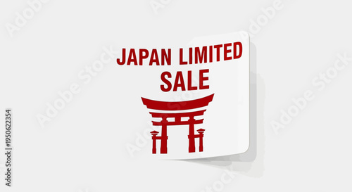 Japan Limited Sale Sticker with Torii Gate Icon and Red Text