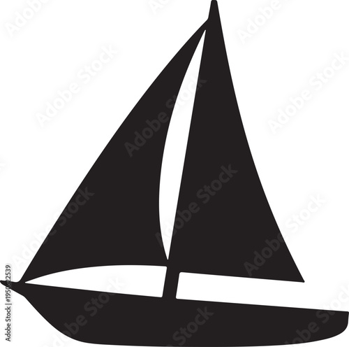 A sleek sailboat gliding smoothly on calm waters under clear skies