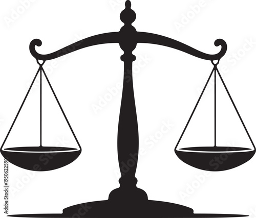 Classic depiction of a balanced scale symbolizing justice and equilibrium