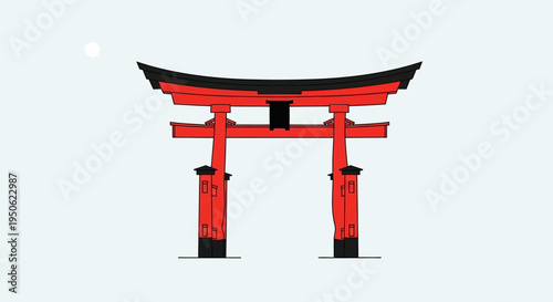 Japanese Torii Gate Red Traditional Architecture Minimalist Design