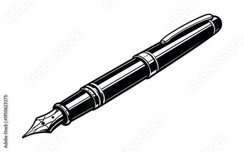 Fountain pen with a nib and cap, symbolizing craftsmanship, calligraphy, business, documentation, and communication