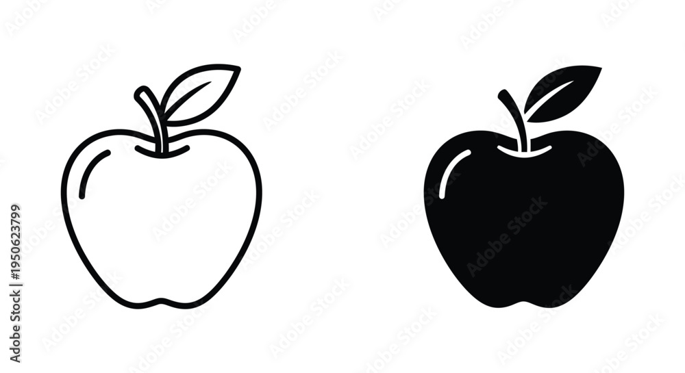 Fototapeta premium Apple Icon Silhouette Vector