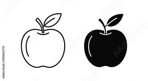 Apple Icons Vector Outline Silhouette Commercial