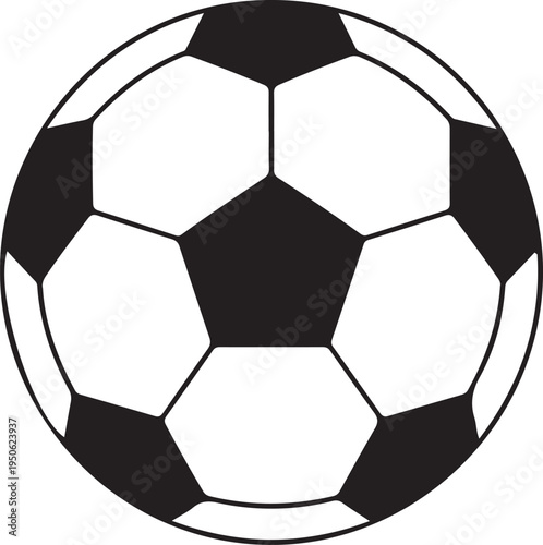 Classic black and white traditional soccer ball with pentagonal and hexagonal patterns