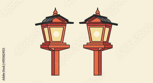 Traditional Japanese Lanterns Illuminated Garden Decor