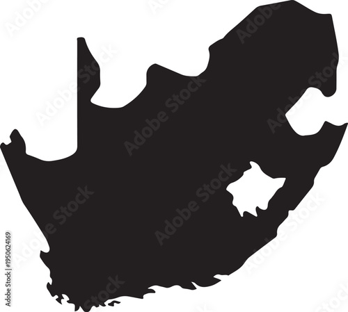 Black and white outline map of the southern tip of the african continent and surrounding islands