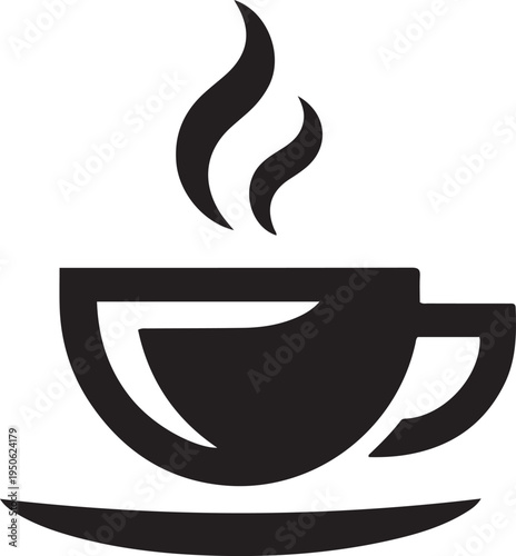 Coffee cup logo. black art icon drawing vector