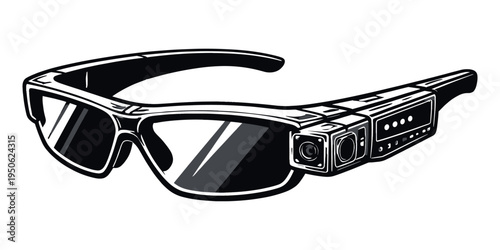 Wearable smart glasses integrating a camera and technology, enabling augmented reality experiences, digital optics, and futuristic innovation