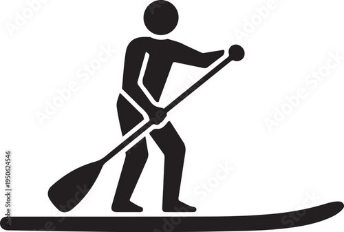 Person paddling a small boat on calm water using a single-bladed paddle.