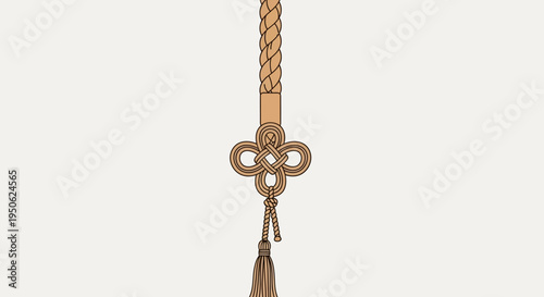 Chinese Knotting Lucky Charm Tassel Pendant Beige Background