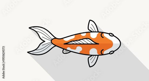 Cute Koi Fish Illustration: Orange and White Japanese Carp Swimming