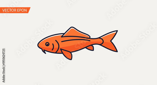 Orange Koi Fish Illustration, Japanese Carp, Aquatic Animal