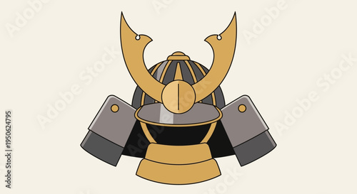 Samurai Helmet Icon - Traditional Japanese Warrior Armor
