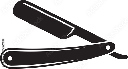 Classic straight razor with open blade and handle resting on a flat surface