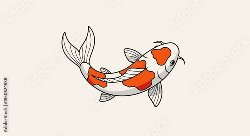 Vibrant Koi Fish Illustration - Japanese Carp Swimming Gracefully