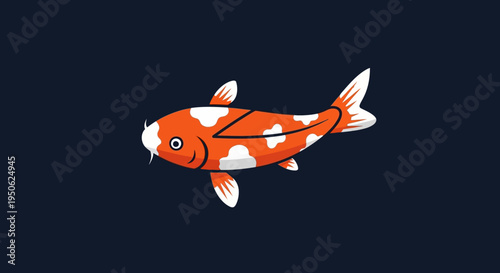 Vibrant Koi Fish Illustration on Dark Background - Japanese Culture Symbol