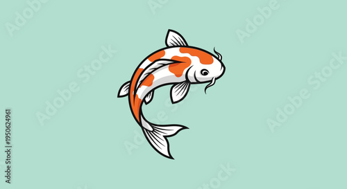 Vibrant Koi Fish Illustration on Pastel Blue Background