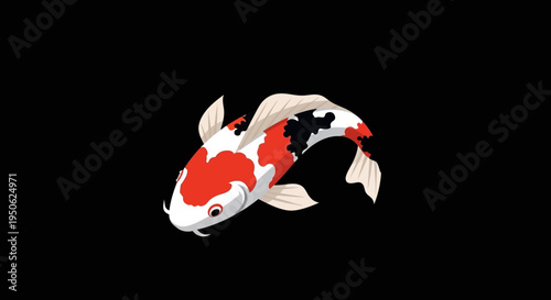 Vibrant Koi Fish Swimming Gracefully in Dark Water