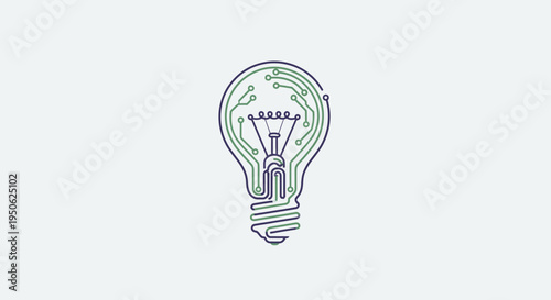 An isolated vector illustration of a glowing transparent glass light bulb symbolizes a bright creative idea and innovative energy solution for modern technology and electric power equipment