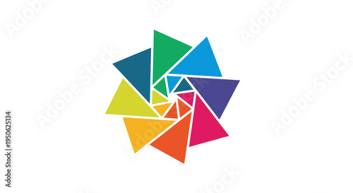 Colorful origami paper bird vector illustration featuring geometric triangle shapes and a creative pattern design element