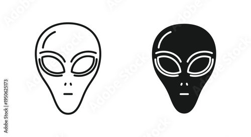 Alien Head Icons Vector Science Fiction Concept
