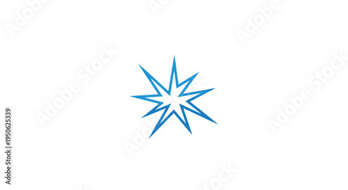 Blue Starburst Sparkle Icon, Abstract Energy Effect on Isolated White Background
