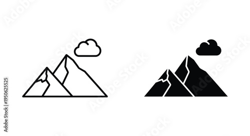 Mountain Peak Cloud Icon Summit Commercial
