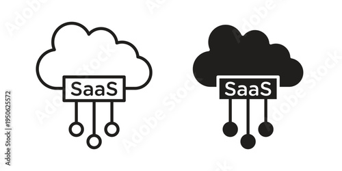 SaaS icon illustration for web design. filled flat icons
