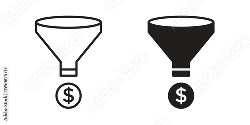 Sales funnel icon illustration for web design. filled flat icons