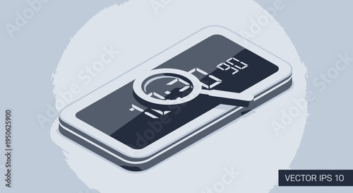 mobile phone with magnifying glass on screen