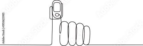 pulse Oximeter on finger. one line art icon drawing vector