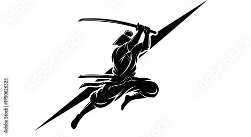 ninja warrior jumping with sword