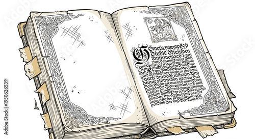 old book with decorative pages
