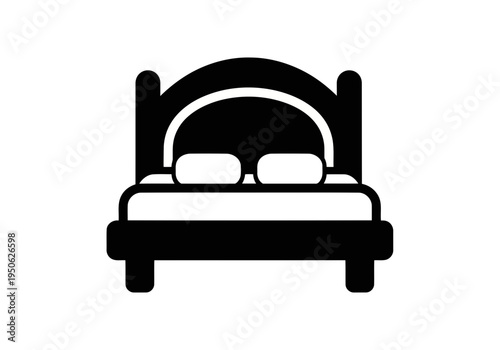 Double bed icon in  amateur hotel room symbol furniture sign for bedroom simple black silhouette vector illustration