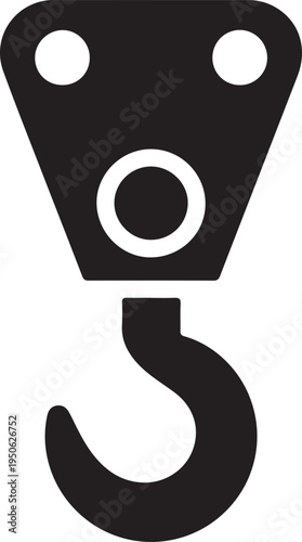 Black and white illustration of a hook block used in lifting and rigging operations