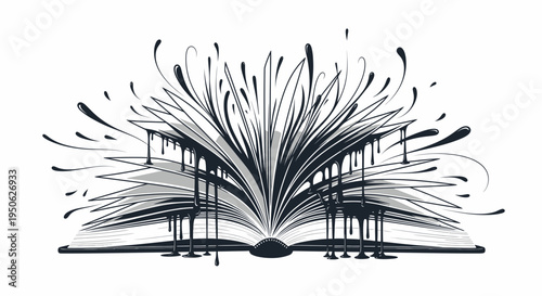 open book with exploding pages