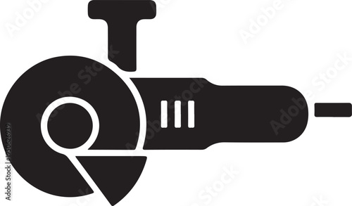 An angular grinder tool icon with a circular cutting disc attached