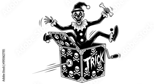 skull clown coming out of box