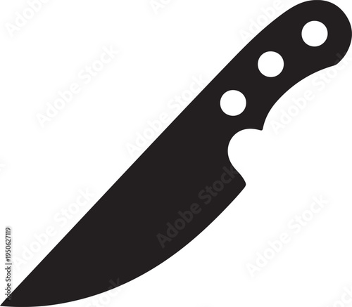 A sleek black chef's knife with a perforated ergonomic handle design