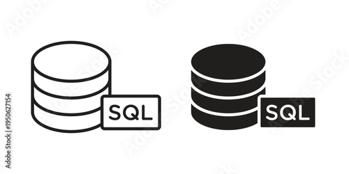 SQL icon illustration for web design. filled flat icons