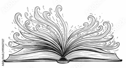 open book with swirling pages