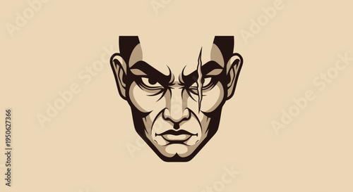 split face, illustration, psychology