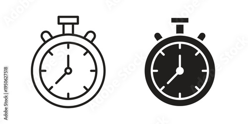 Stopwatch icon illustration for web design. filled flat icons