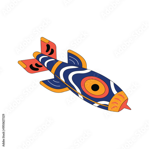 Cartoon Rockets Flying With Stars And Fireworks Vector Illustration Background