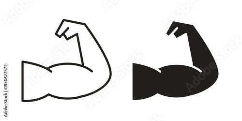 Strong arm icon illustration for web design. filled flat icons