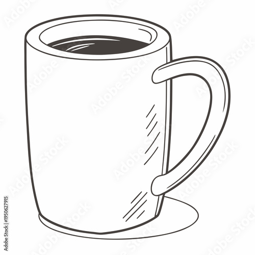 Coffee mug with dark liquid on white background