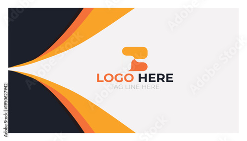 Modern Corporate Business Card Template with Abstract Orange and Dark Blue Wave Shapes, Professional Company Identity Branding Layout and Minimal Contact Card Design